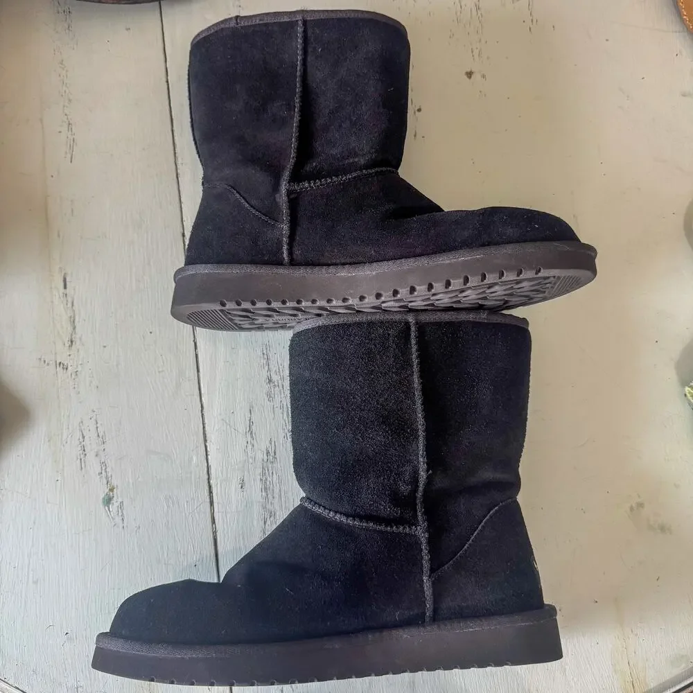 Koolaburra by UGG Black Suede Sherpa Lined Mid Calf Winter Boots Women's Size 9